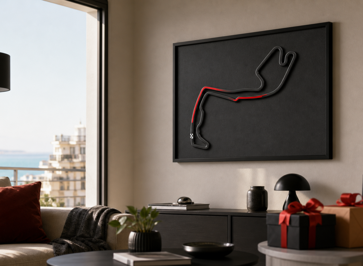 Cuadro 3D del circuito de Mónaco para decoración racing elegante