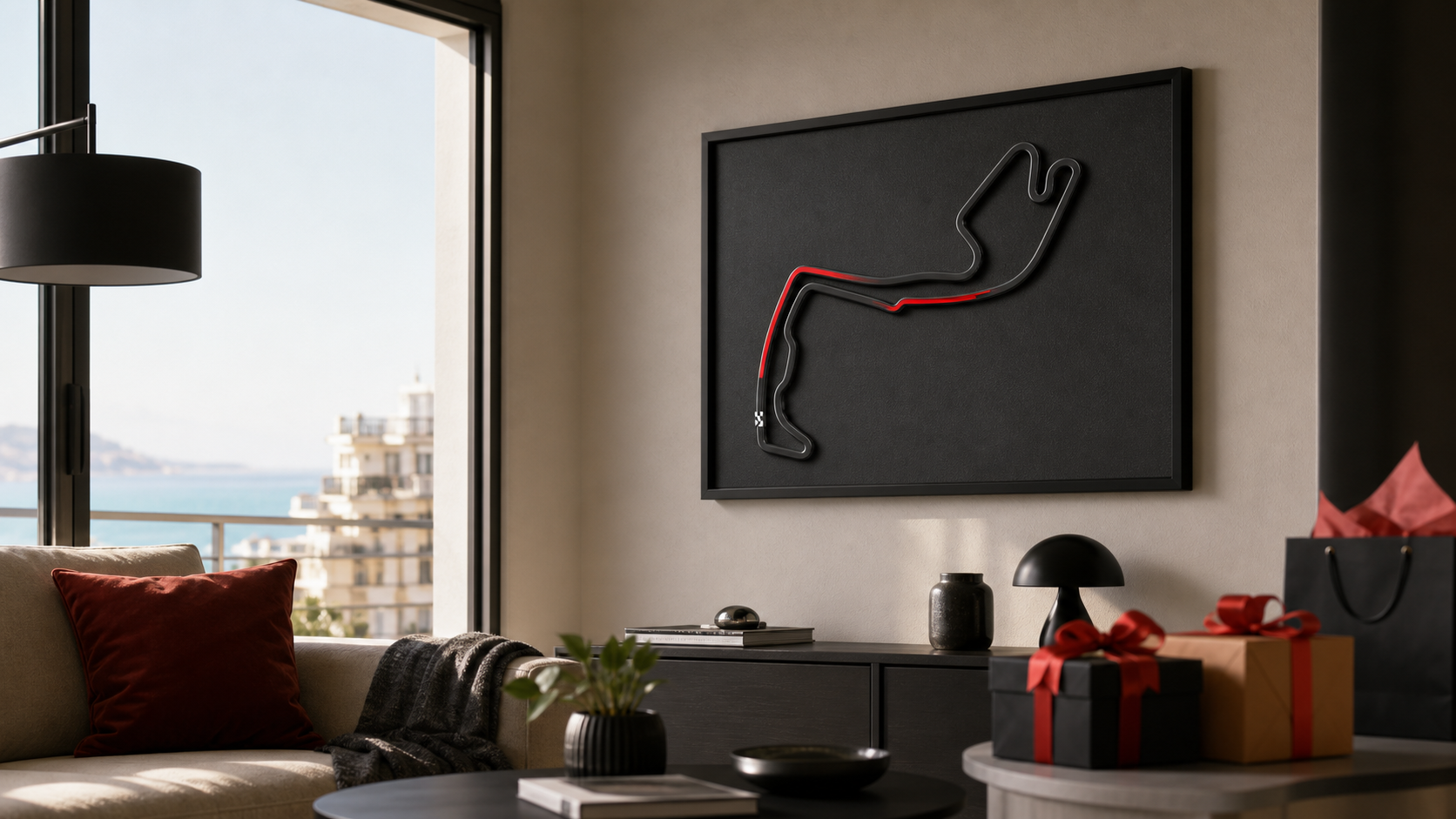 Cuadro 3D del circuito de Mónaco para decoración racing elegante