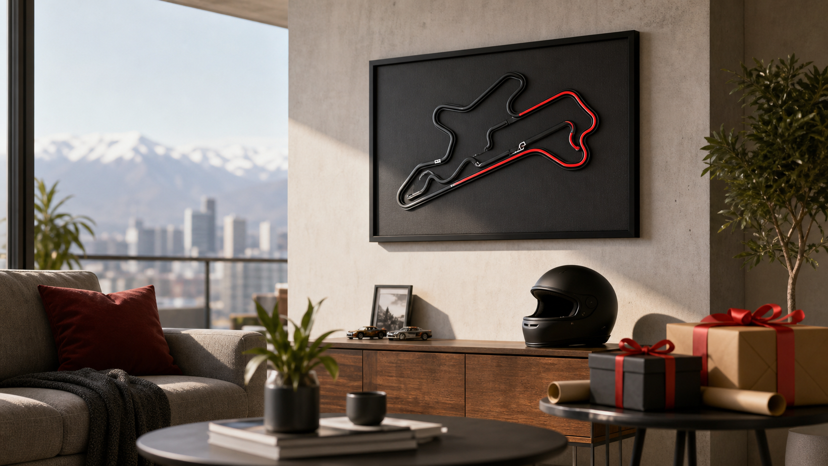 Regalos Fórmula 1 en Chile con cuadro 3D de circuito y empaque de regalo