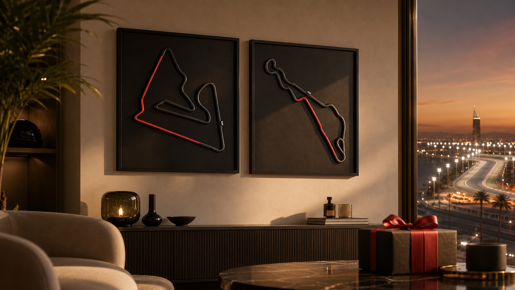 Cuadro Bahrein F1 para decoracion racing moderna bajo luces